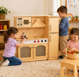 مطبخ خشب طبيعي كبير Large natural wood kitchen