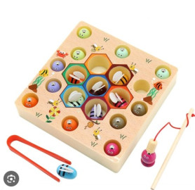 لعبة تعليمية الخشبية للصيد وفرز الألوان من  مونتيسوري