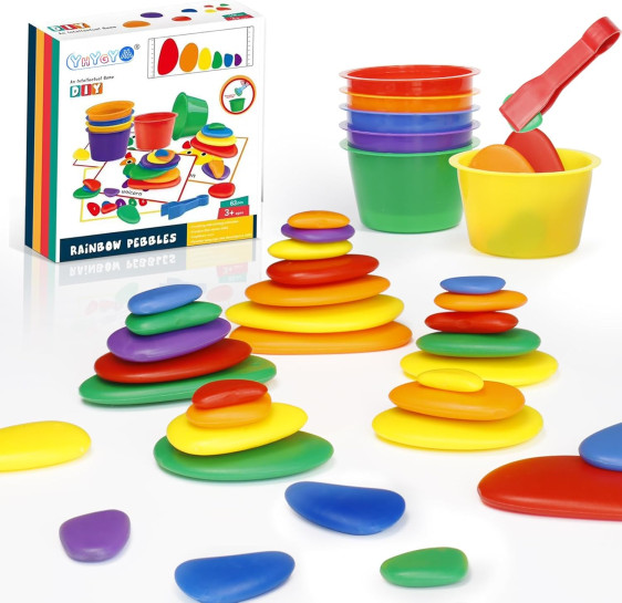 حصى قوس قزح – 63 قطعة - Rainbow pebbles