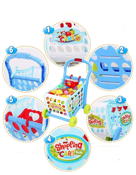 عربة تسوق زرقاء 3 في 1 - Blue Shopping Cart 3 in 1
