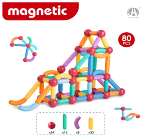 مكعبات بناء مغناطيسية Magnetic stick building blocks  80pcs