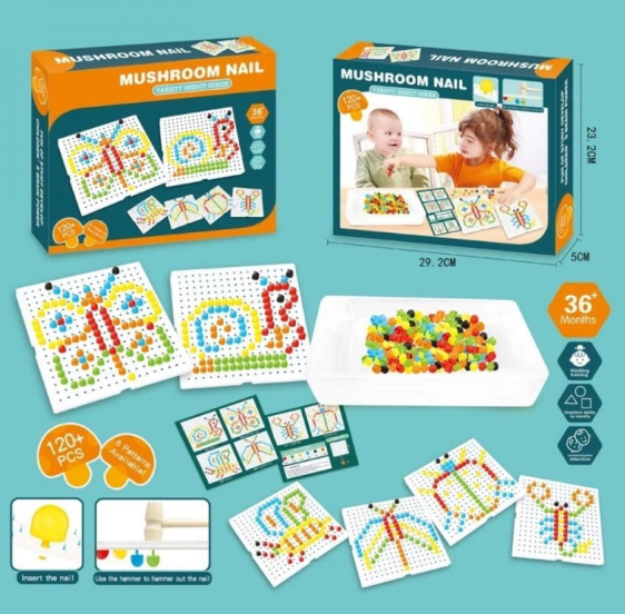 Mushroom nail  لعبة الدبابيس التعليمية