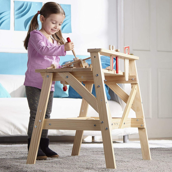 طاولة عمل للمشاريع من الخشب للاطفال Wooden Project Workbench for Kids