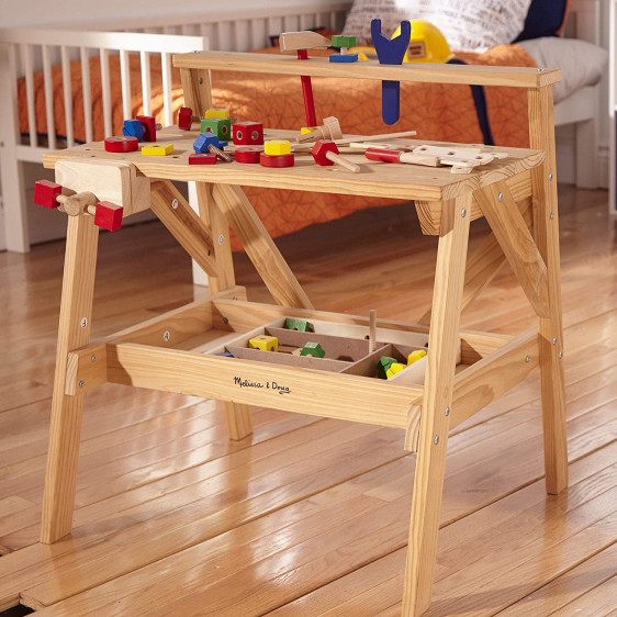 طاولة عمل للمشاريع من الخشب للاطفال Wooden Project Workbench for Kids