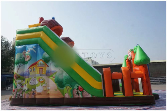 قلعة قفز قابلة للنفخ مع زحليقتين وسلم تسلق - Inflatable jumping castle with 2 slides and climbing ladder