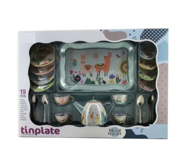 طقم شاي للأطفال Tinplate -metal tea set - 19 pcs